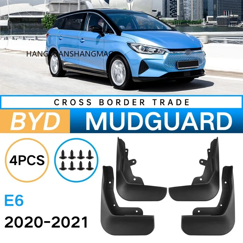 For Byd E6 2020-2021 Mud Flaps Tire Splash Guards Black 4PCS Set Exterior Car Accessories for Fender Protector Perfect Custom