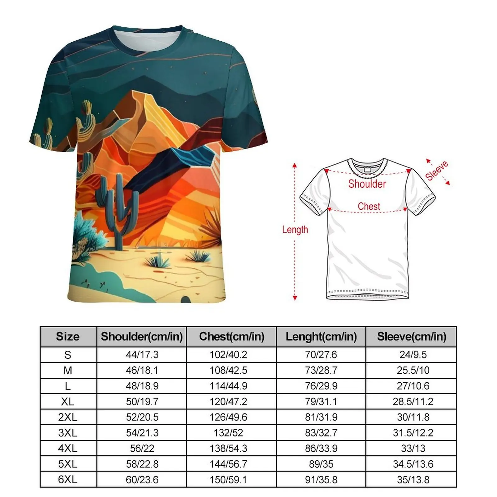 Desert At Night T-Shirt Landscape Fashion T-Shirts Couple Y2K Fun Tee Shirt Premium Short-Sleeve Graphic Clothes 4XL 5XL 6XL