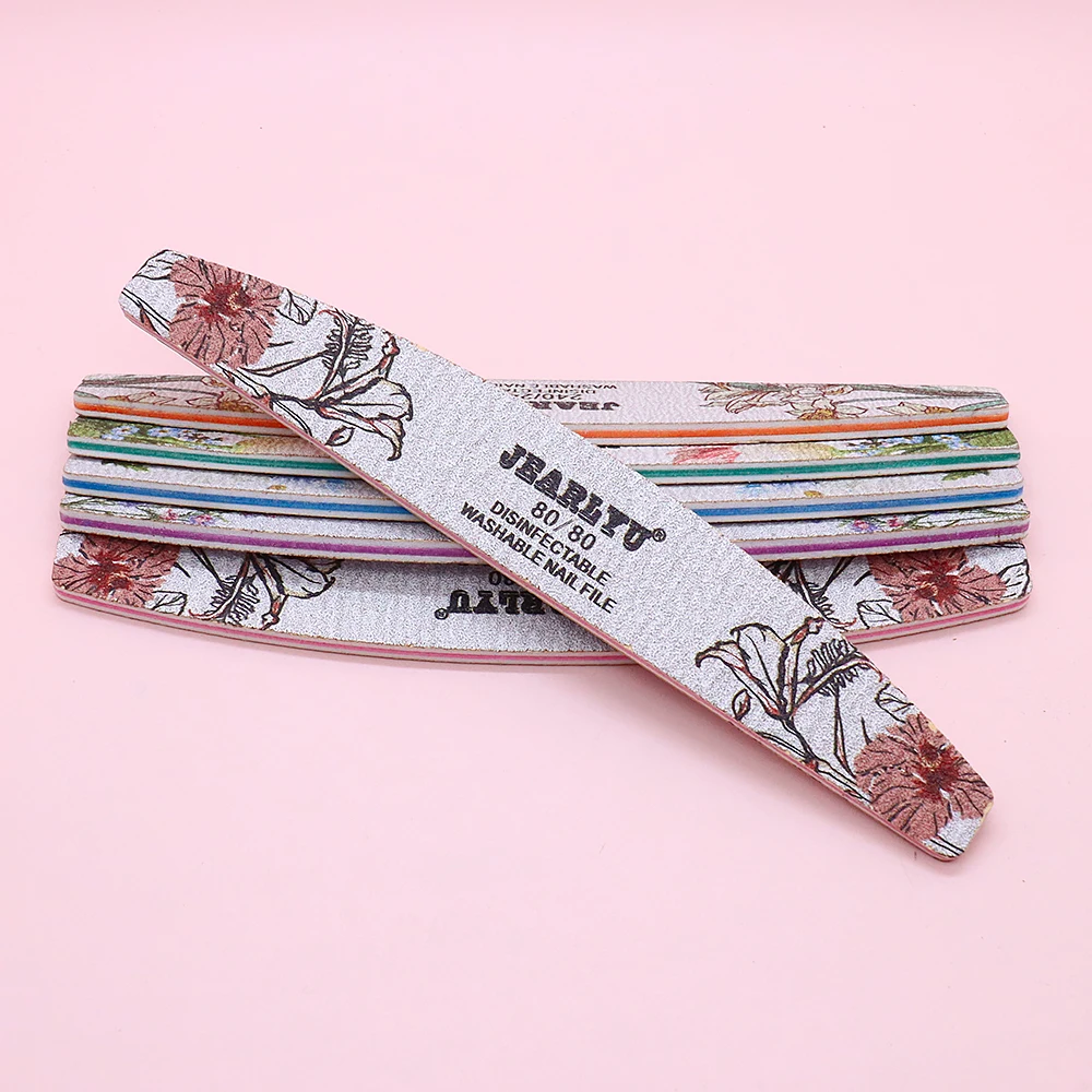 2/5 Pcs/Lot Nail Supplies Manicure Files Set 80/100/150/180/240/Mix Grit Double Head Printed Flower Sandpaper Nails Buffer File