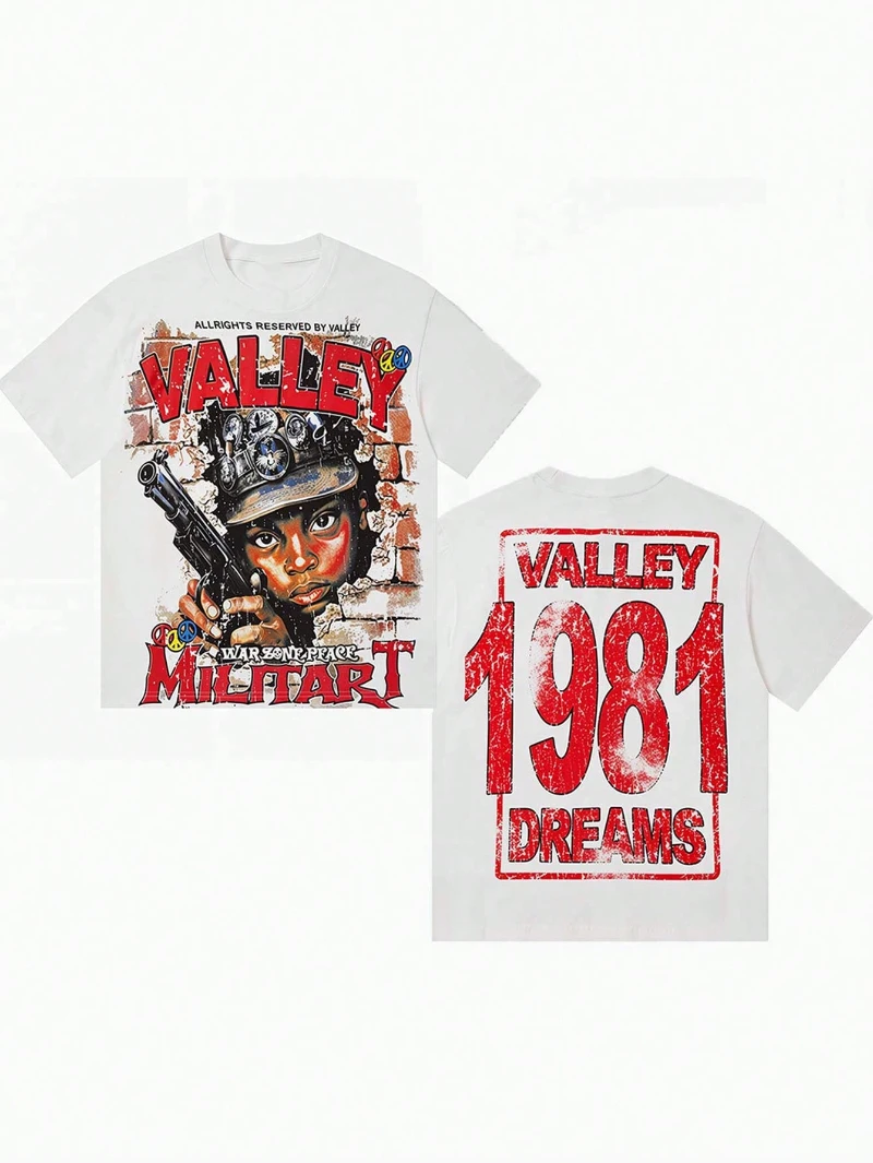 A stylish Y2K men's crew-neck short-sleeve T-shirt featuring a bold design and versatile graphics—an essential, unisex staple.