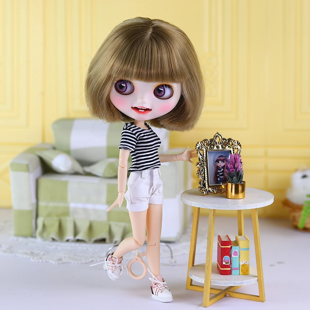 Clothes For 1/6 Blyth dolls 2 Pieces T shirt Overalls and Overalls 3 Colors