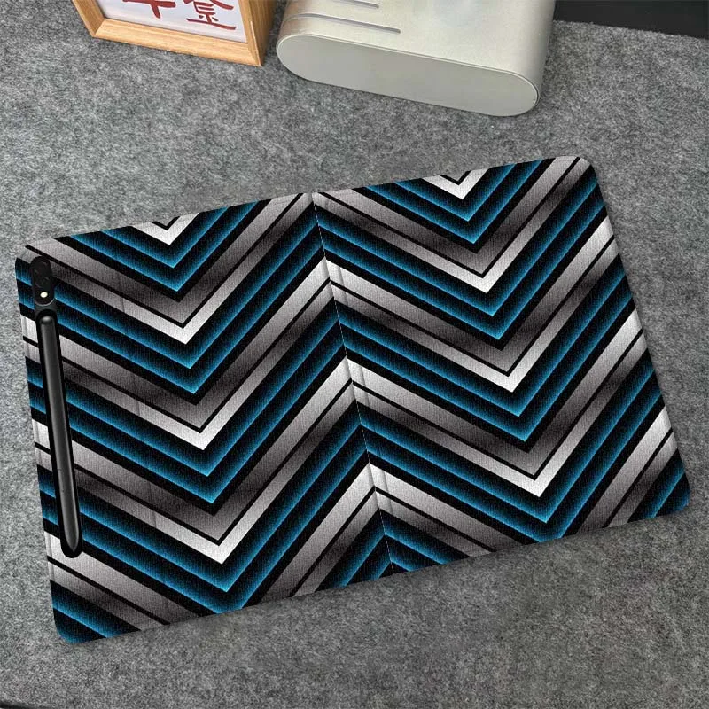 

Blue Gray Chevron Cool Gift For Samsung Galaxy Tab S10 S9 S8 S7 FE Lite Soft Flexible Support Tablet Case