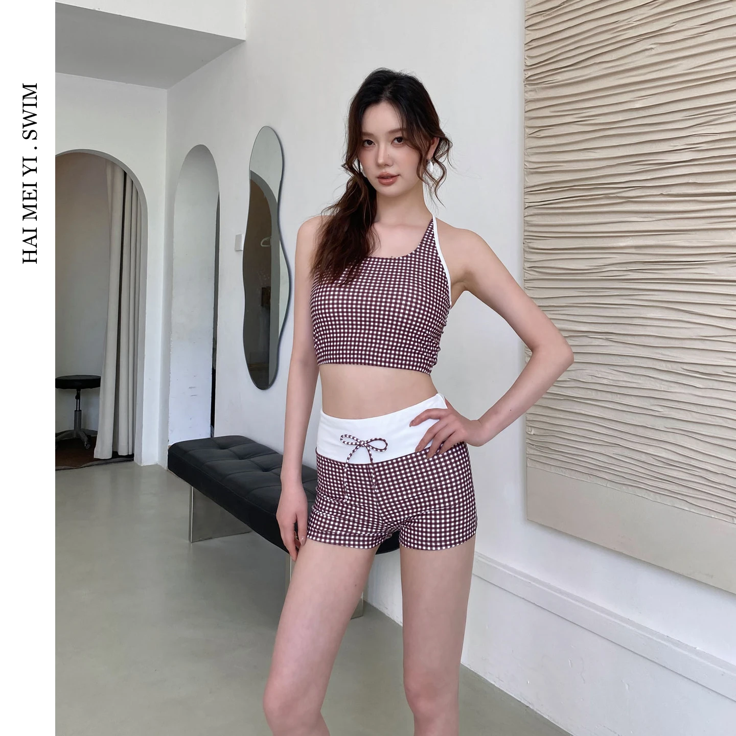 High Waist Two Piece Swimsuit Women's Conservative Design Cover up Slimming Thermal Vacation Swimming Wear Retro Style