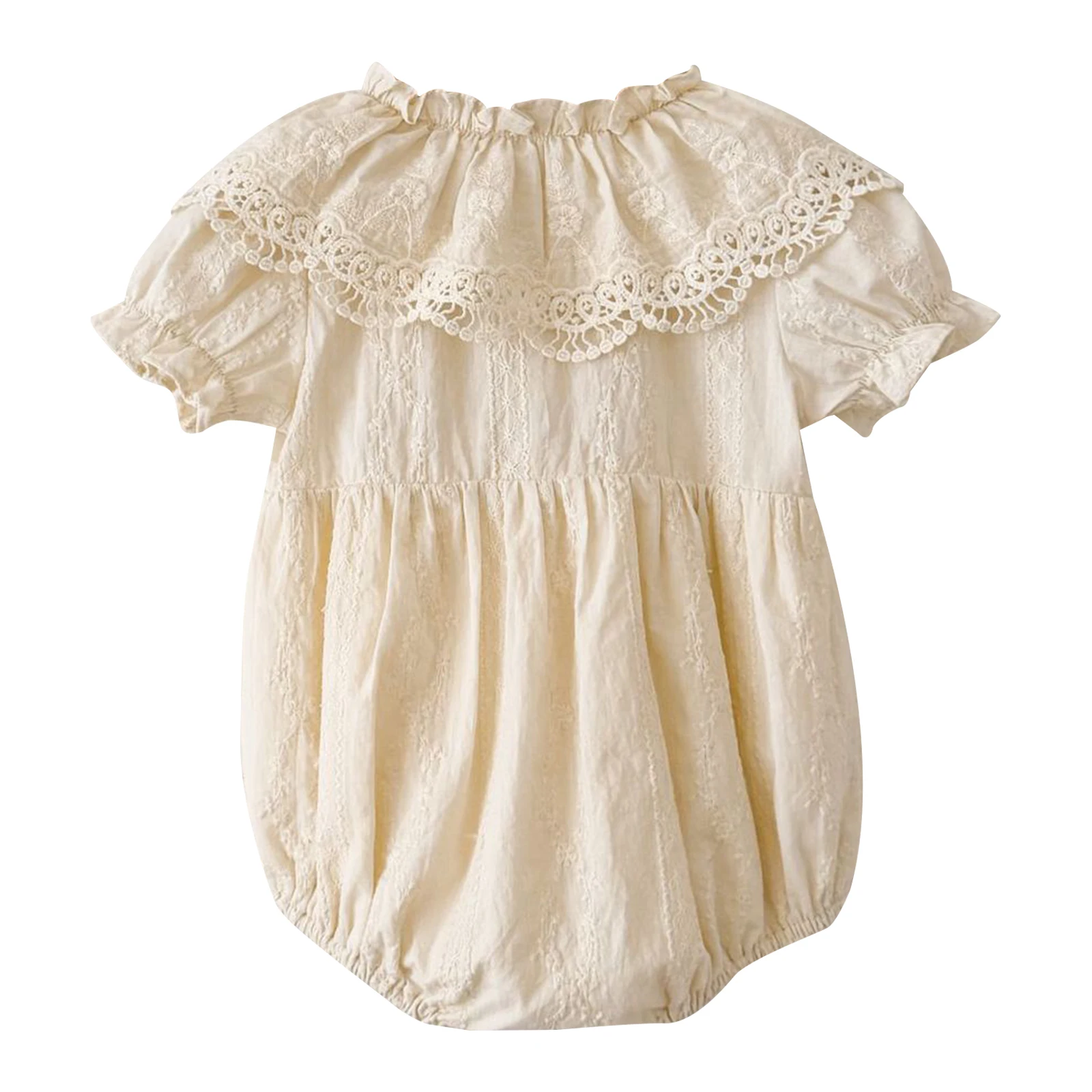 Infant Girls Summer Casual Sweet Cute Boho Romper Ruffles Flower Bodysuit for Daily Wear Beach Vacation Birthday Photography