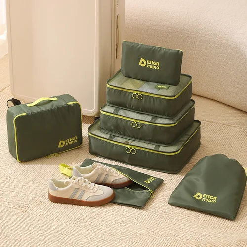 Almacenamiento de viaje de dopamina Bolsa de cosméticos de sarga engrosada Maleta portátil multifuncional Bolsa de cosméticos de siete piezas Impermeable, se puede utilizar para viajes, almacenamiento en dormitorio, adecuado para almacenar cosméticos, ropa, artículos de tocador, almacenamiento de ropa sucia, fácil de llevar