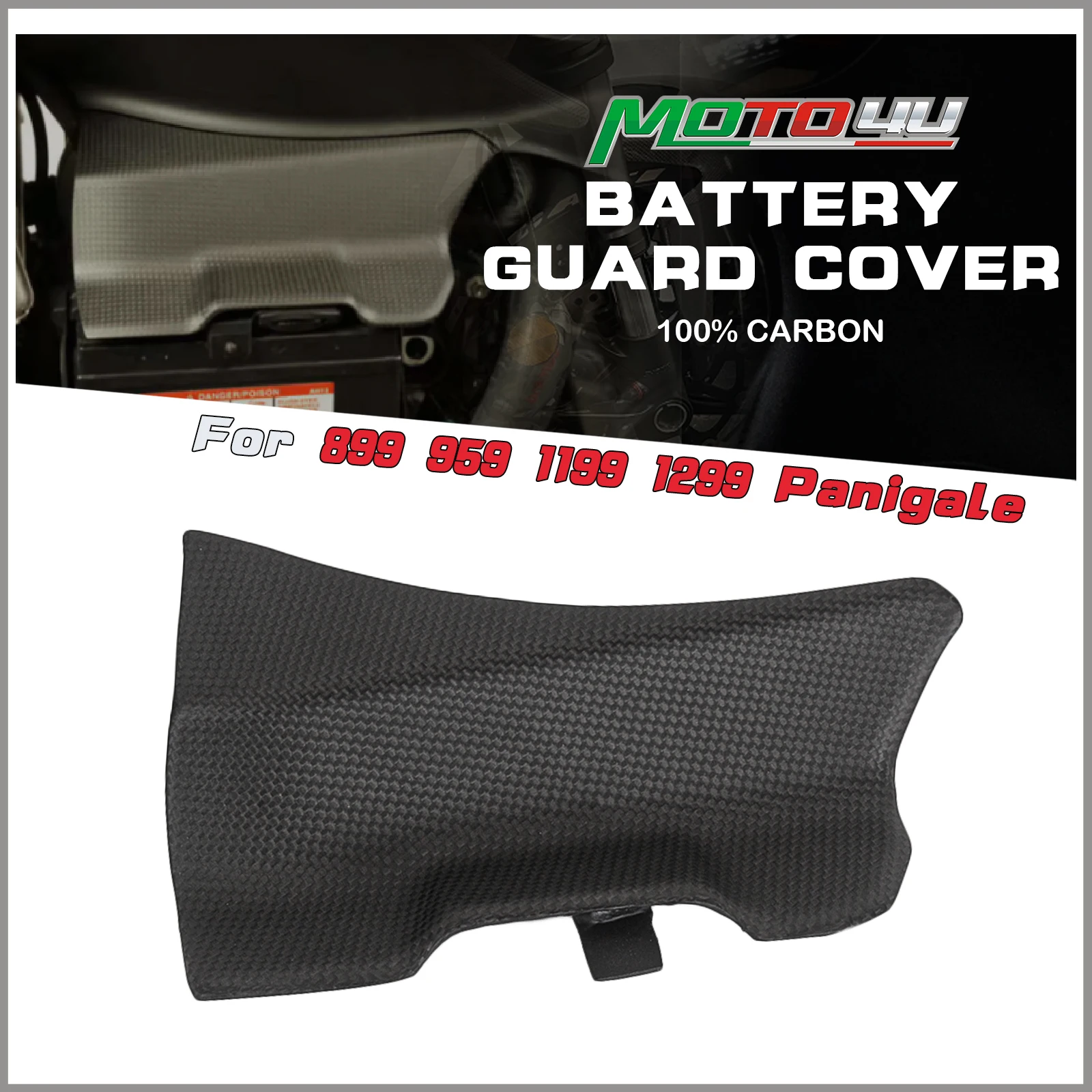 

For Ducati 899 / 959 / 1199 / 1199 S / 1199 R / 1299 / 1299 S / Panigale R Carbon Fiber Motorcycle Battery Guard Cover Matte