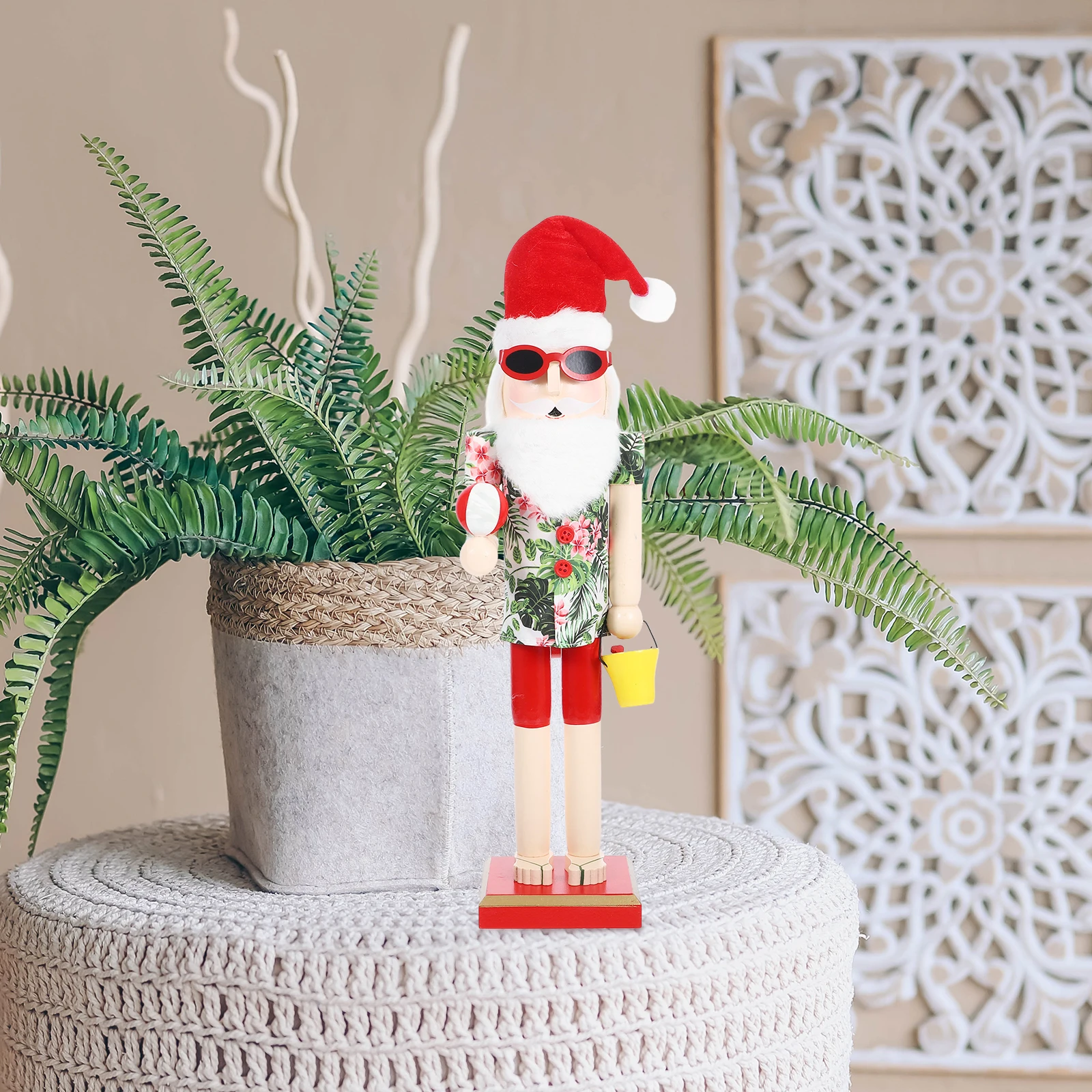 

Wooden Nutcracker Christmas Figure Beach Theme Small Size Desk Decor Xmas Ornament Holiday Gift Idea Summer Style Christmas