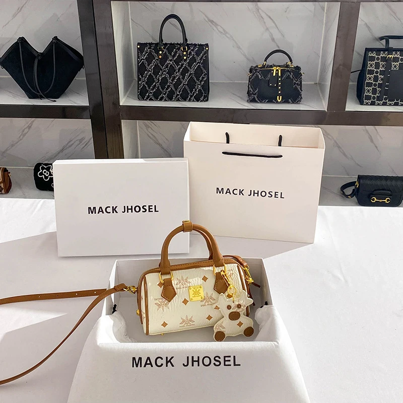 

Korean-style high-end Boston pillow bag with printed design, handbag and crossbody bag