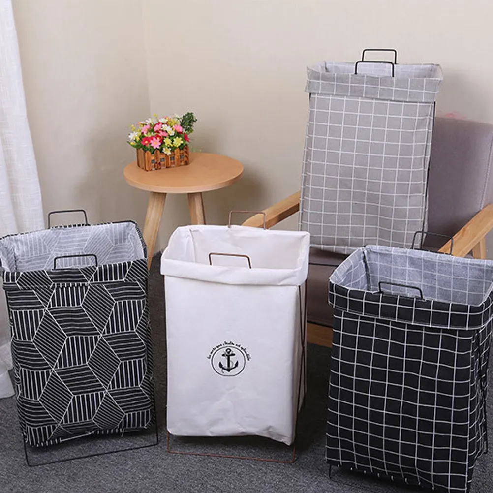 

Большая складная корзина для белья из ткани с двумя ручками, черно-белая, в клетку, для хранения вещей в общежитии, спальне, ванной, детской комнате