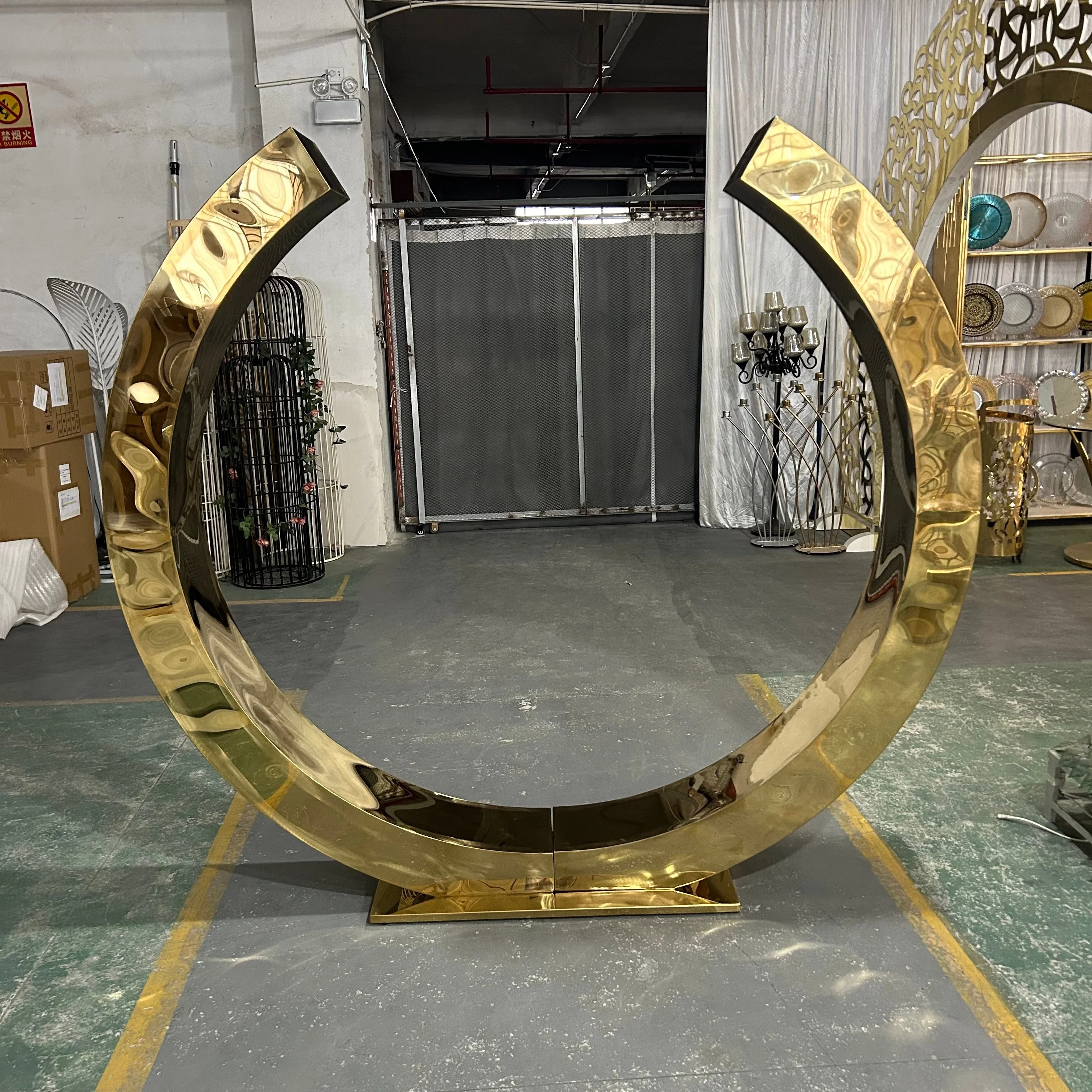 

#@Golden Events Decor Luxury Stainless Steel Round Arch Backdrop Stand New Wedding Party Backdrops Design Nice Metal Material