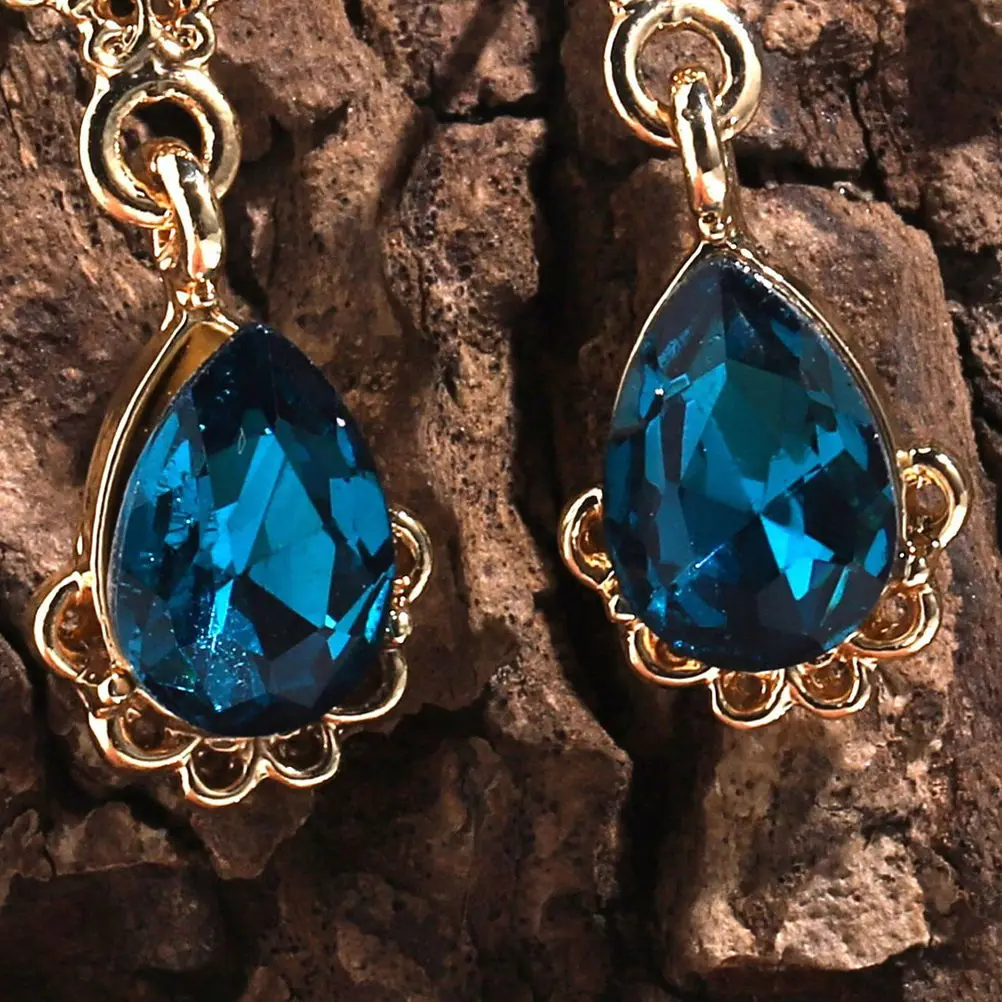 Sapphire Stud Earrings for Women Creative Pattern Fashion Ear Dangler Elegant Jewelry Gift for Party Work Holiday Birthday