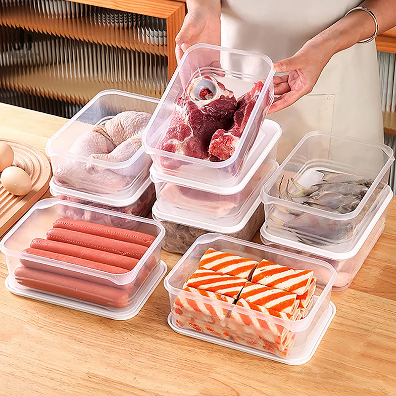 Frozen Meat Storage Box Portable Refrigerator Fruit Vegetable Fresh-Keeping Organizer Box Transparent Cheese Container Kitchen