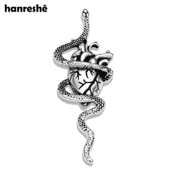 Hanreshe Snake Heart Medical Cardiology Brooch Pin Anatomy Organ Lapel Backpack Badge for Doctor Nurse Medicine Jewelry