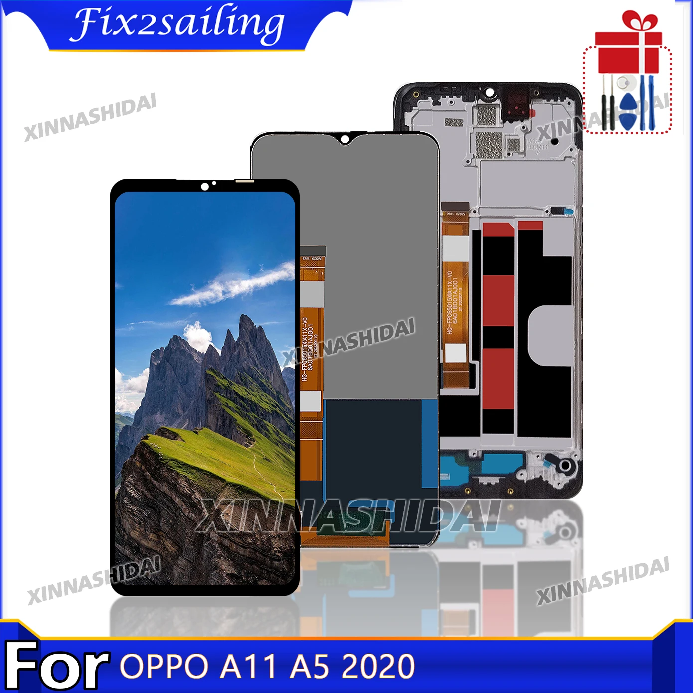 Hochwertiges TFT für Oppo A11 A5 2020, LCD-Display, Touchscreen, Digitizer-Baugruppe, Ersatz mit Rahmen