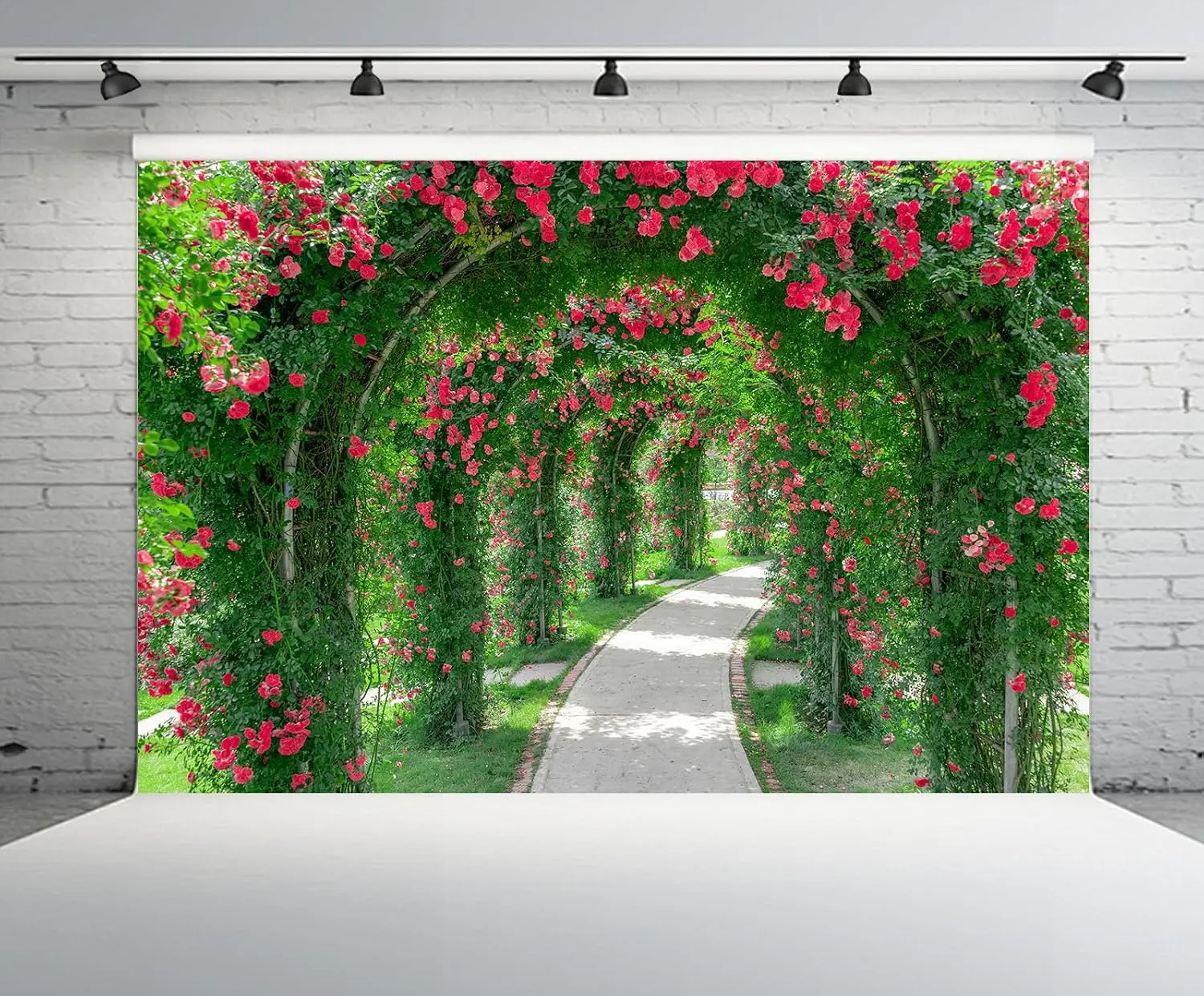 Floral Archway Curtain Photo Booth Backdrop Romantic Rose Garden Tunnel Greenery Tapestry Wall Decor Wedding Decoration