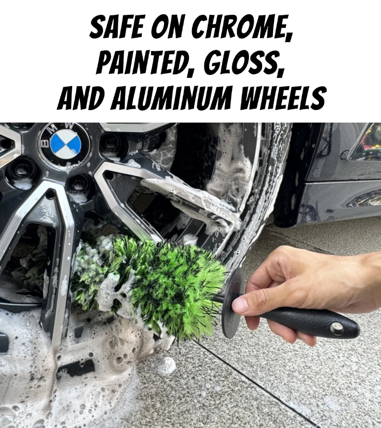 Lucullan 18" Mikrofaser-Borsten-Mischung Felgenbürsten Dichte Spritzwassergeschützte Biegbare Auto-Felgen-Detailreinigungsbürste – Detail 5