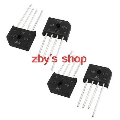 4 Pcs PCB 6A 600V Full Wave Single Phase Bridge Rectifiers RS606