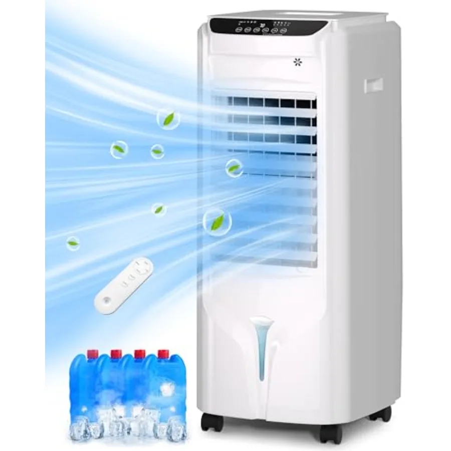 

Портативный испарительный охладитель воздуха с 4 режимами, 3 скоростями, баком для воды 4,2 галлона, 32 охлаждающими элемента, 4 ледяными пакетами, 120-градусным вращением и пультом ДУ