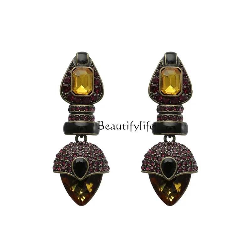 

Retro Shining Design Atmosphere Palace Style Special Interest Earrings