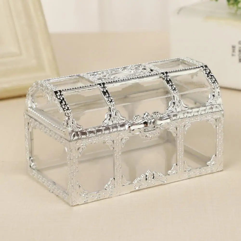 Women Jewelry Display Box Transparent Pirate Treasure Storage Box Earrings Crystal Jewelry Trinket Travel Case Vintage Candy Box