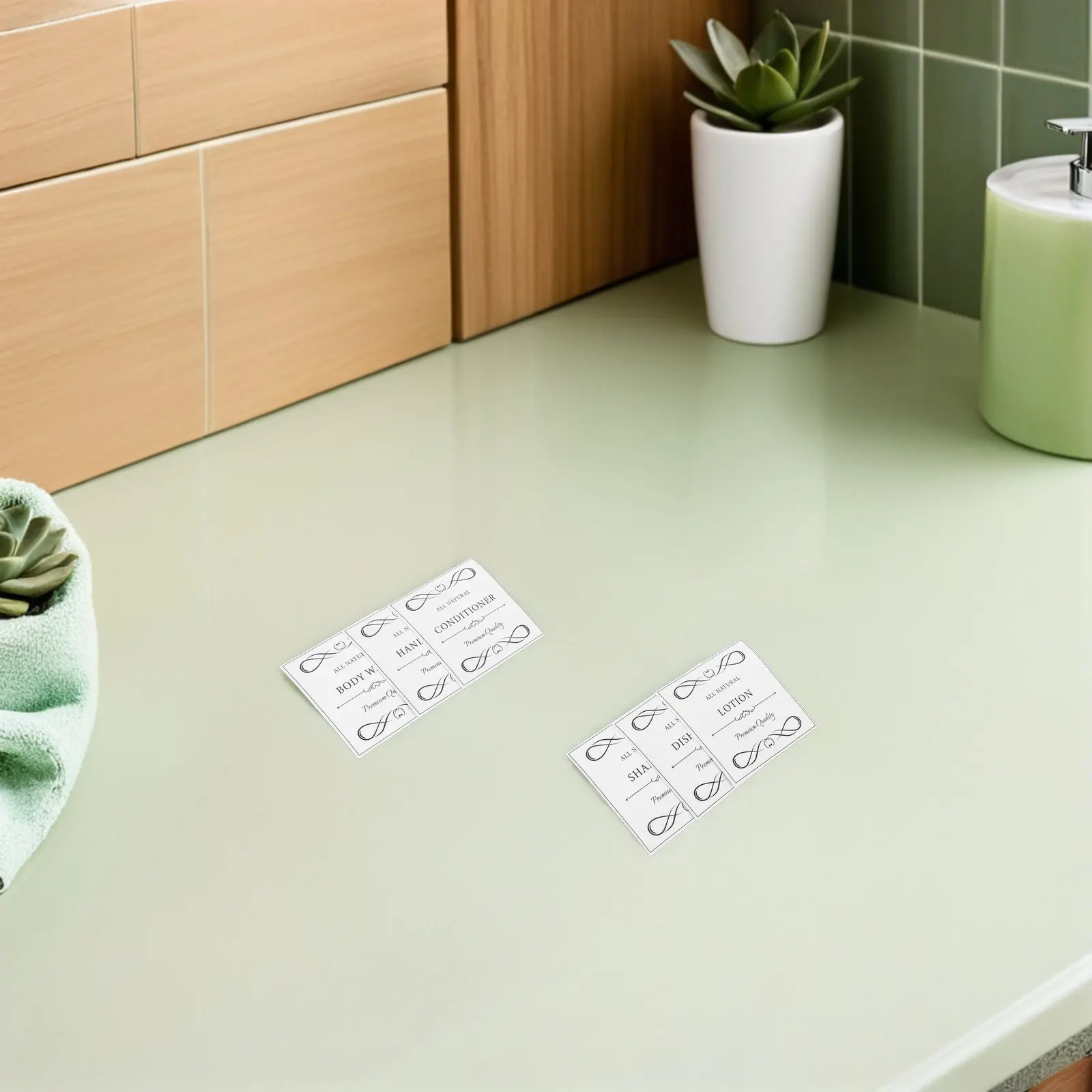 30Pcs Bathroom Waterproof Bottle Labels Stickers 7.5x7.5cm Shampoo Soap Dispenser Cleaner Organizer Removable Tags