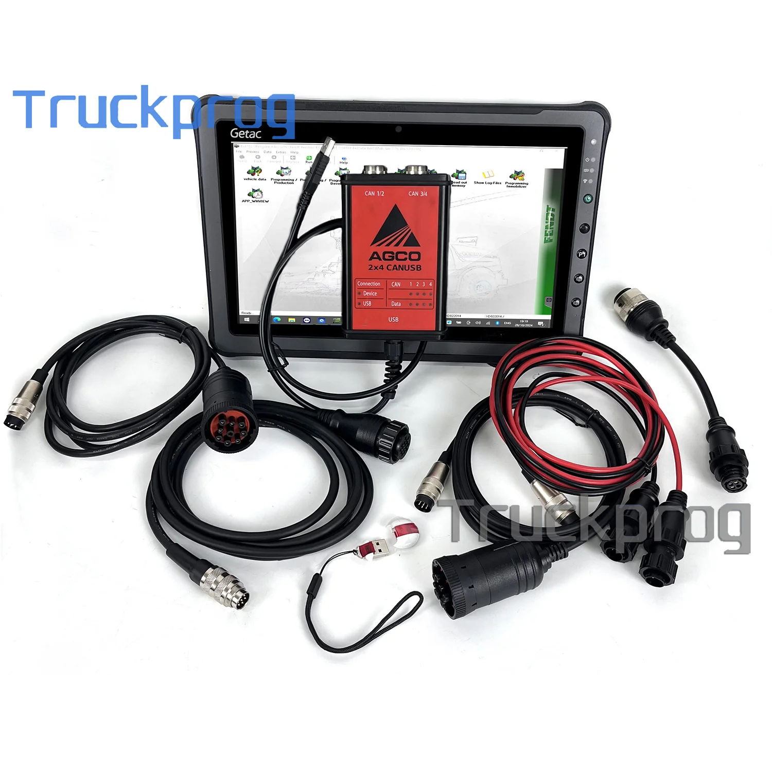 For AGCO DIAGNOSTIC KIT Diagnostic Tool EDT (CANUSB) FENDT FenDias Massey diagnostic tool F110 Tablet with key dongle