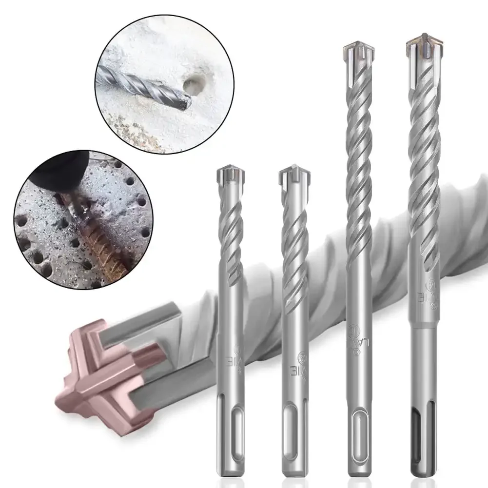 SDS Plus Drill Bit Concrete Cross Tips Bits 4 Cutters Ceramic Wall Brick Drilling Bits Electric Hammer Bits