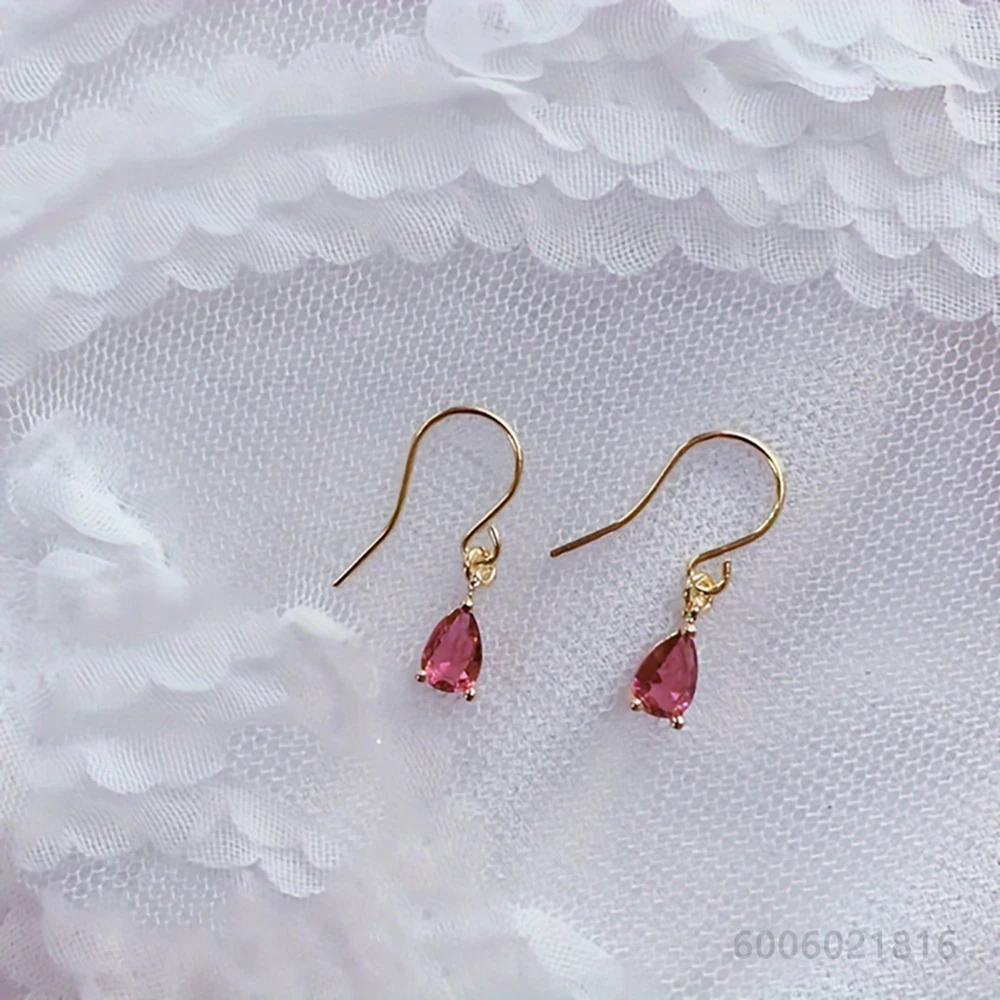 925 Sterling Silver Yellow/Blue/Green/Red/White/Pink/Purple Water Drop Earrings For Women Fashion Jewelry Party and Daily Wear