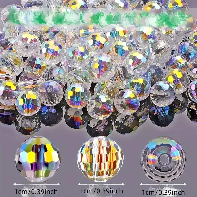 50PCS 8MM Upscale Import AB Color Austra Crystal Glass Disco Round Faceted Loose Crafts Beads for Jewelry Making DIY Accessories