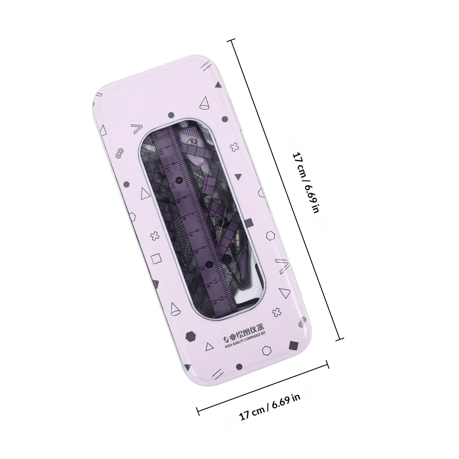1Set Multifunctional Drawing Ruler Kit Compass Protractor Lightweight Portable Drawing Accessories School Office Measurement