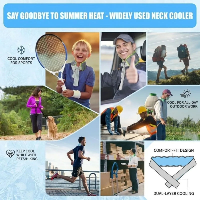 Multi-use Reusable Gel Ice Cooling Wrap Segmented Leak-proof Packs Adjustable Tie Neck Wrist Forehead Cold Therapy Home Sports Use cooling mat