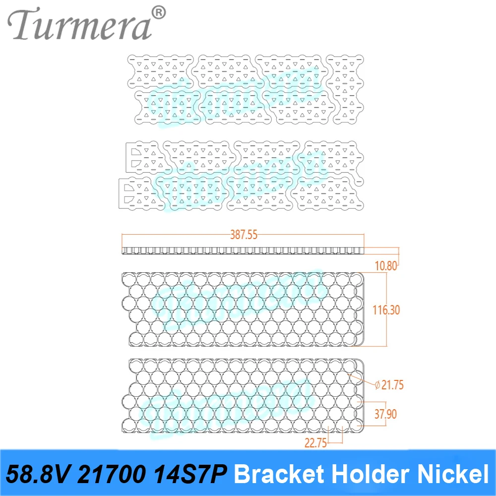 Turmera 48V 52V 60V 21700 E-bike uchwyt akumulatorowy z niklowym 13 s6p 13 s7p 13 s8p 14 s6p 14 s7p 16 s6p do użytku w rowerach elektrycznych Diy