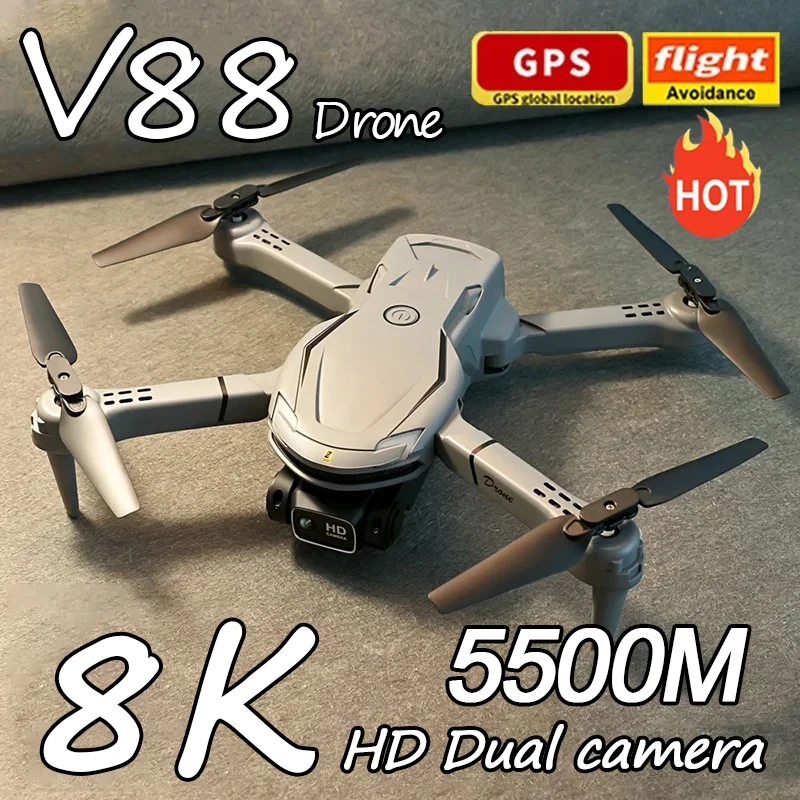 

V88 Drone 8K Professional HD GPS Aerial 5G WIFI Remote Control Aircraft Obstacle Avoidance Dual Camera Quadcopter Toy GIFT UAV