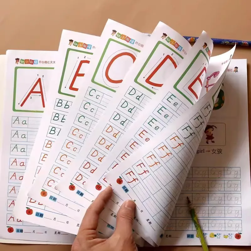 26 English Letters in Uppercase and Lowercase for Preschool Calligraphy Practice for Kids