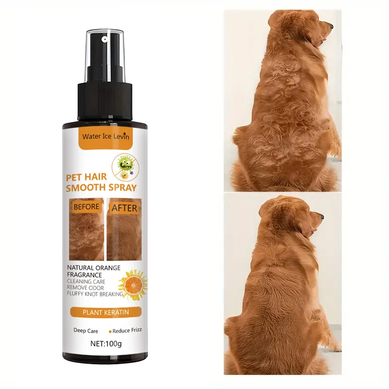 

100 г разглаживающего спрея для ухода за шерстью домашних животных содержит мягкие ингредиенты, глубоко увлажняющие и увлажняющие волосы. Один спрей может смягчает волосы домашних животных более гладкий и блестящий.