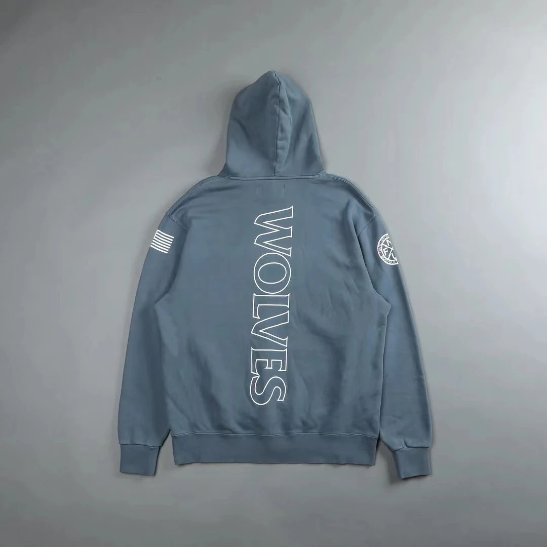 

Wolves Letter Print Hoodie Fleece Warm Cotton Men's Sweatshirt Autumn Winter Hip Hop Hoodies