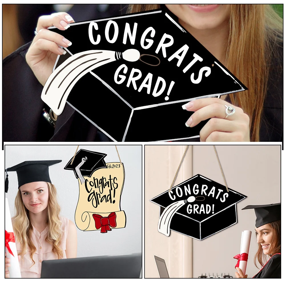 

2pcs Wooden Hanging Sign Graduation Party Decorations Diy Wood Cutout Wall Door Garden Yard Decoration Grad Party Supplies