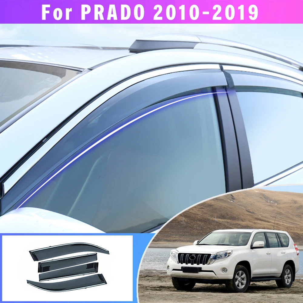 

Car Styling Window Sun Rain Visor Deflector Guard Awnings For Toyota PRADO KDJ150R J150 2010-2019 present Auto Accessories 4pcs