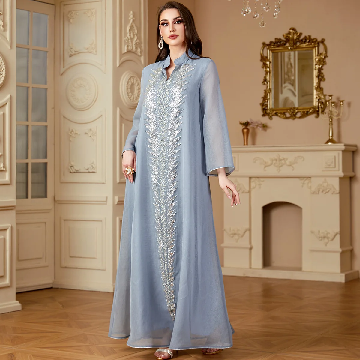 Ramadan Muslim Abaya Women Dress Arabic Jalabiya Morocco Dubai Abayas Kaftan Islam Eid Bead Sequin Party Long Robe Vestidos Gown