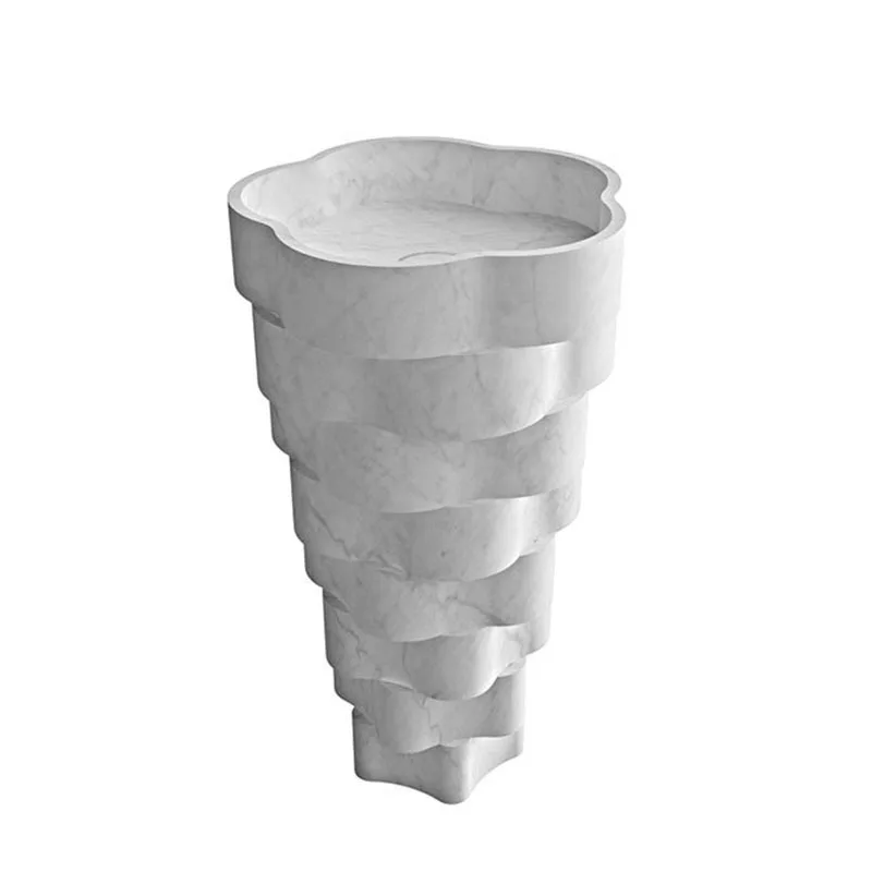 Natural marble column basin, floor-to-ceiling designer artist home villa hotel clubhouse bathroom wash basin