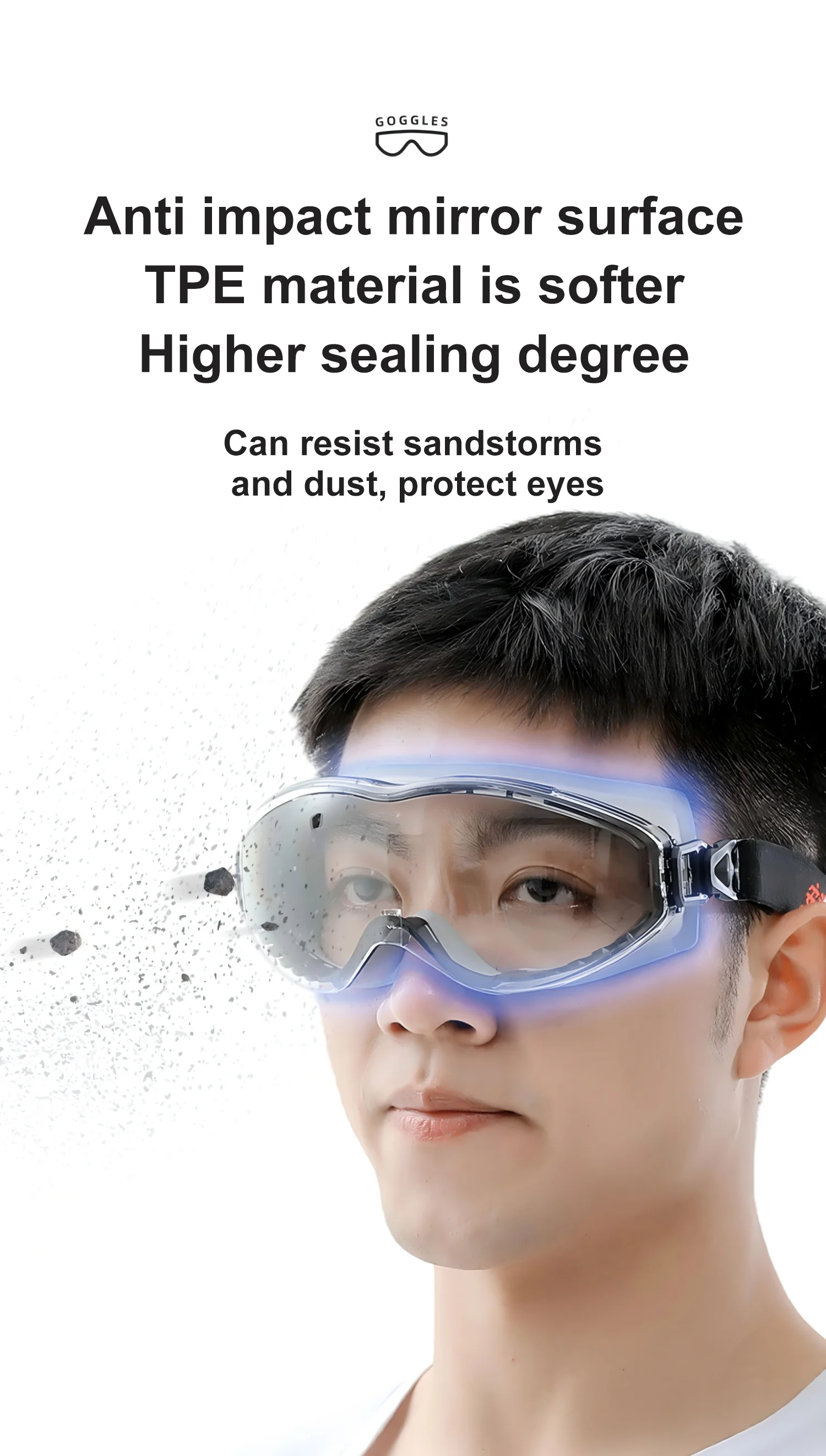 TPE Anti Dust Goggles Anti Fog/Wind/Sand Riding Fully Sealed Dust-Proof Industrial Protective Glasses Comfortable