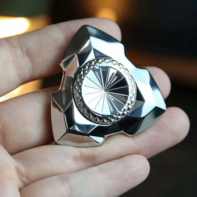 광택 처리된 스테인리스 스틸 EDC 피젯 스피너 - 성인 불안 완화를 위한 금속 손 회전 장난감, 남성용 선물