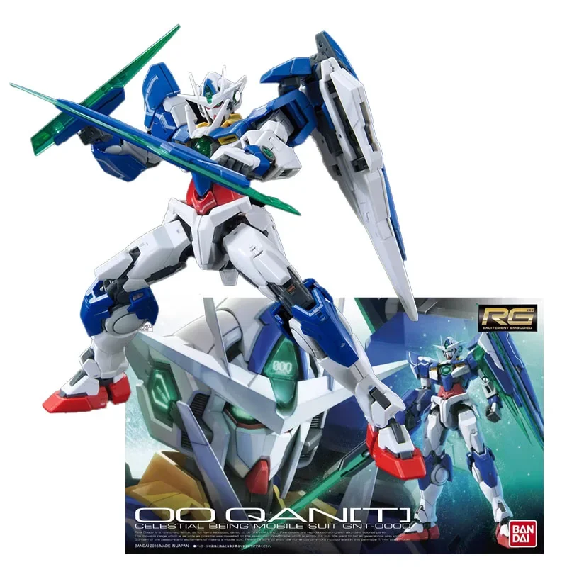 Bandai Original Genuine Anime GUNDAM 00Qan[T] RG 1/144 Assembly Model Toys Action Figure Gifts Collectible Ornaments Boys Kids