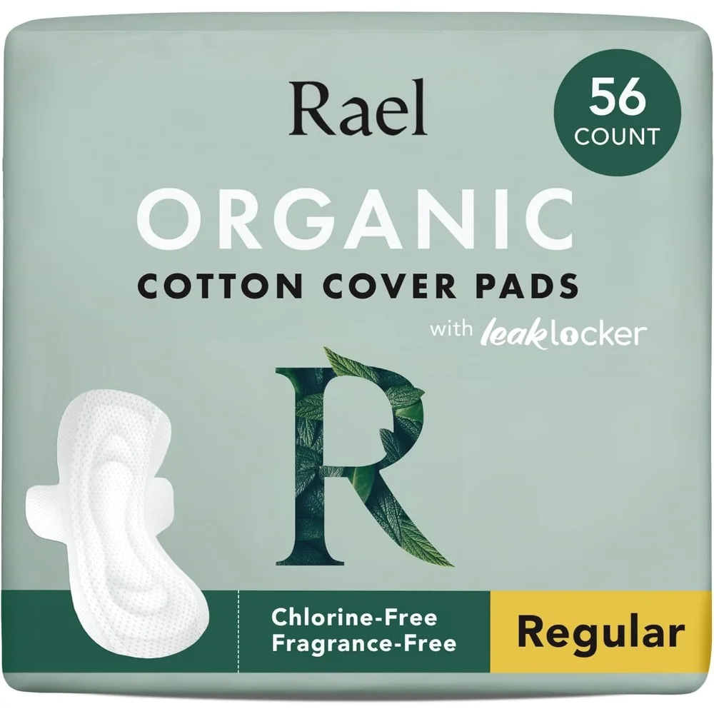 

Organic Cotton Menstrual Pads Moderate Absorbency Ultra Thin Unscented with Wings Regular 56 Count