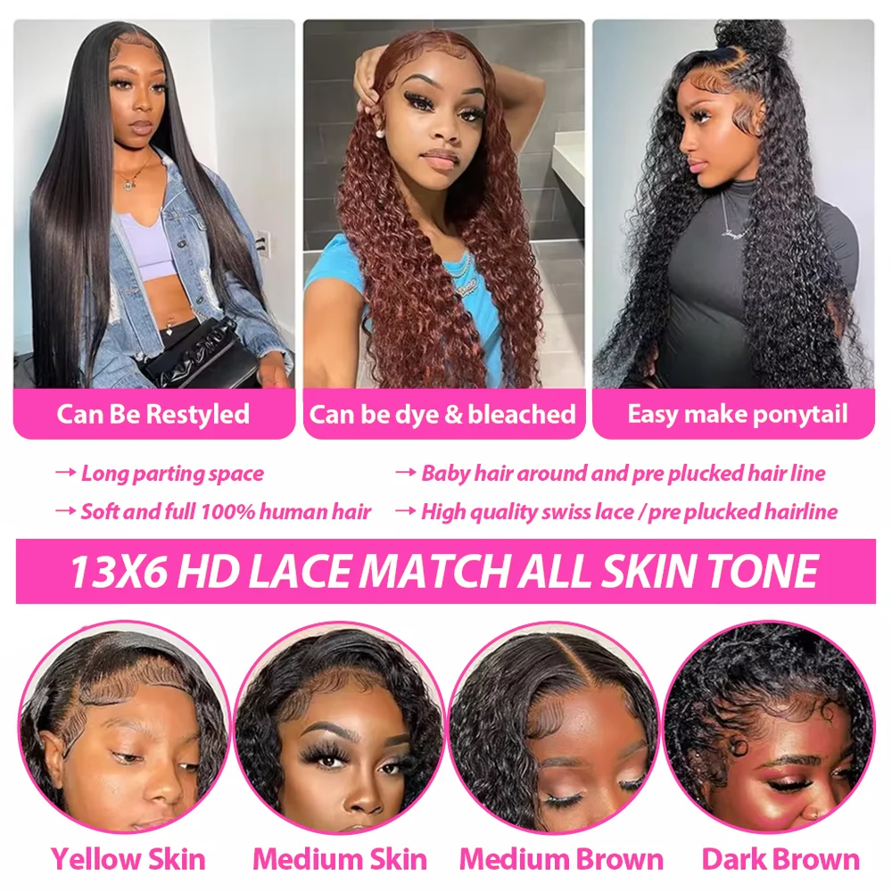 13x4 HD Water Wave Human Hair Wig 40 Inches 13x6 Pre Plucked Lace Frontal Wig Human Hair  5x5 Glueless Curly Lace Front Wig Deep Wave Hair Brazilian On Sale view 5