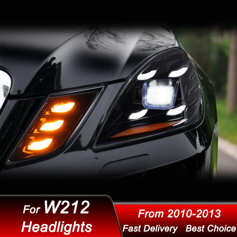 المصابيح الأمامية للسيارة لمرسيدس بنز E Class W212 2010-2013 بورش نمط LED السيارات كشافات الجمعية العارض عدسة الملحقات عدة #3