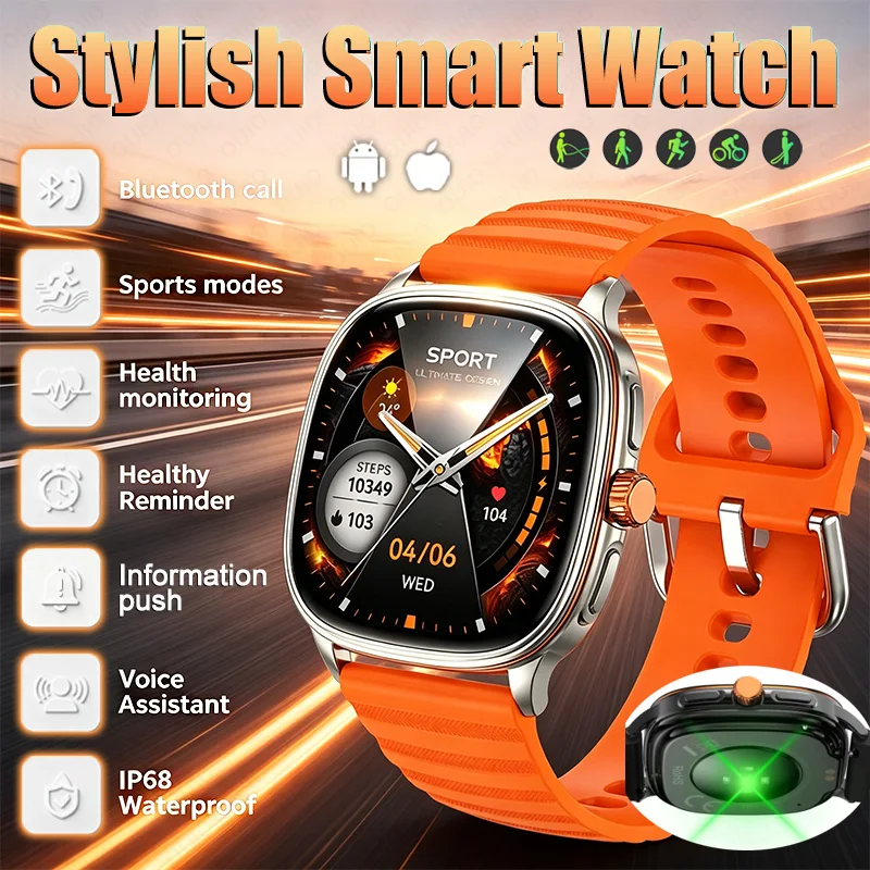 

2026 New Stylish Smart Watch 1.73" HD Screen All-Round Health Management AI Voice Music Weather Sports Modes IP68 Smart Watch