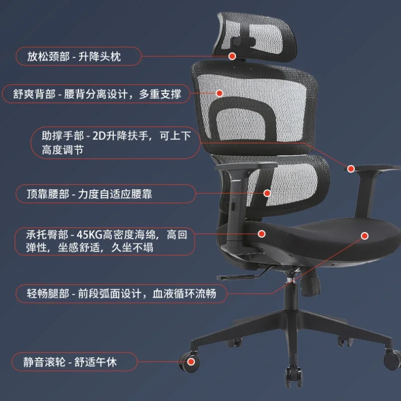 

Ergonomic Office Chair High Back Comfortable Mesh Chair 3D Lumbar Support Sedia Da Scrivania Adjustable Seat Office Furniture