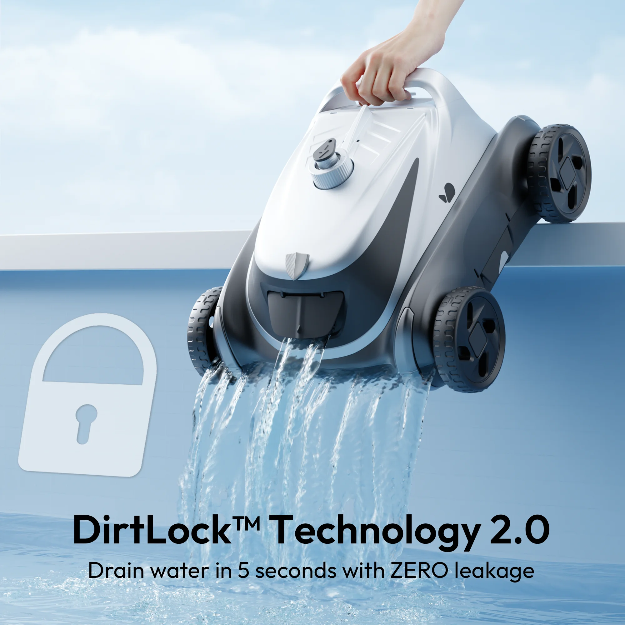 Cordless Robotic Pool Cleaner, 7800mAh Large Battery 150 Mins Runtime, Dual Motor Automatic Pool Vacuum 10m³/h Strong Suction, Bottom Cleaning Robot for Above Ground Pools up to 100㎡