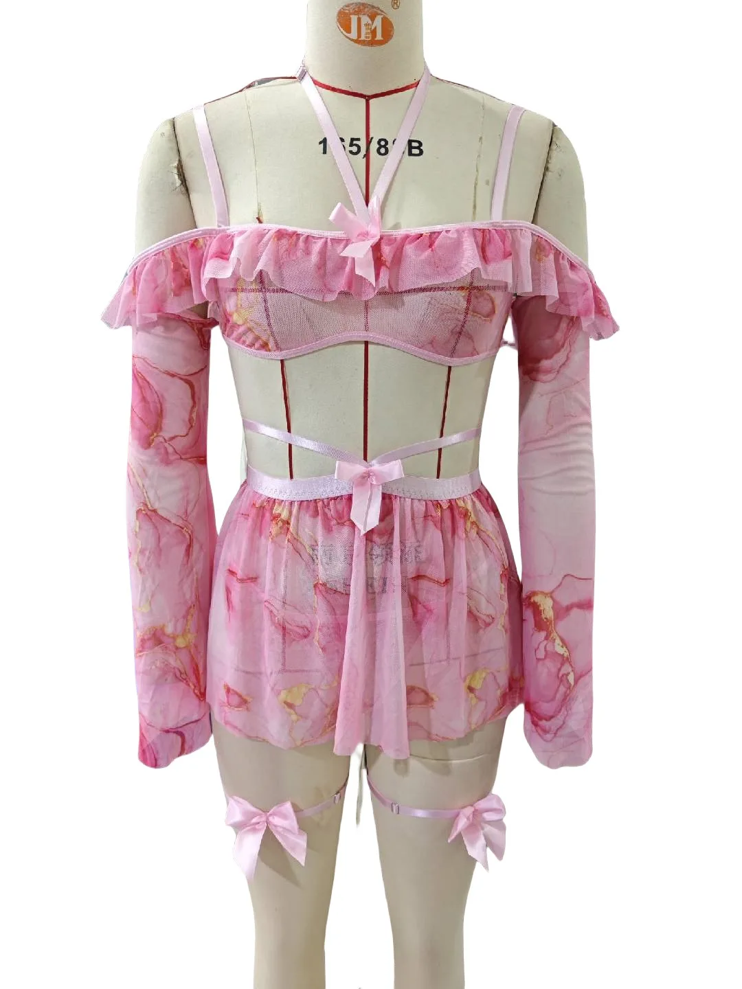 

Европейское и американское нижнее белье, пижамный комплект с принтом в виде листьев лотоса, рукава 31280